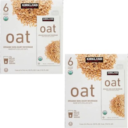 Picture of Kirkland Signature Oat Organic Non-Dairy Beverage - Made With Rolled Oats - 2g Rolled Oats in Every Serving - Ready Set Gourmet Donate a Meal Program - 2 Pack (192 Fl oz. Each)