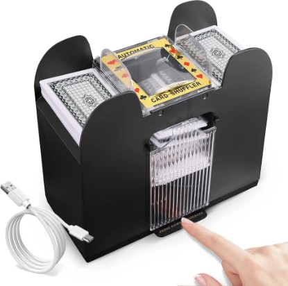 Picture of Automatic Card Shuffler 6 Deck Heavy Duty Electric Card Shuffler, USB/Battery-Operated Casino Playing Card Shuffler for Card Games