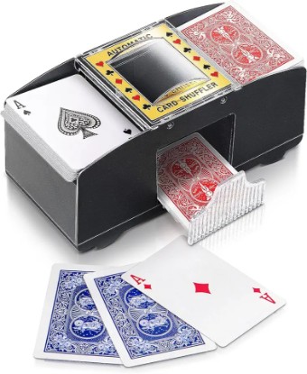 Picture of Automatic Card Shuffler - 1-2 Deck, Poker Shuffler Machine, Casino Card Electric Shuffler, Lower Noise Playing Card Shuffler for UNO, Phase 10, Poker Skip Bo Card Games, Sleeved Card