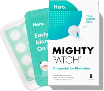 Picture of Mighty Patch Micropoint™ for Blemishes from Hero Cosmetics - Hydrocolloid Acne Spot Treatment Patch for Early Stage Zits and Hidden Pimples, 395 Proprietary Micropoints (8 Patches)