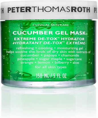 Picture of Peter Thomas Roth Cucumber Gel Mask | Extreme De-Tox Hydrator, Cooling and Hydrating Facial Mask, Helps Soothe the Look of Dry and Irritated Skin, 5 fl oz (Pack of 1)