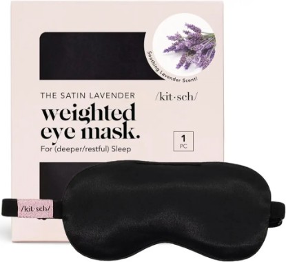 Picture of Kitsch Eye Mask for Sleeping, Lavender Softer Than Silk Sleep Mask, Satin Eyemask for Sleeping, Light Blocking & Stylish Eye Cover, Night Eye Pillow Mask, Travel Sleeping Mask for Women & Men (Black)