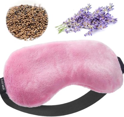 Picture of Lavender Eye Mask, Aromatherapy Weighted Eye Mask for Dry Eyes, Sleep Mask for Men Women, Hot & Cold Therapy Eye Cover for Compression Pain Relief, Eye Pillow for Puffy Eyes, Sinus Pain-Pink