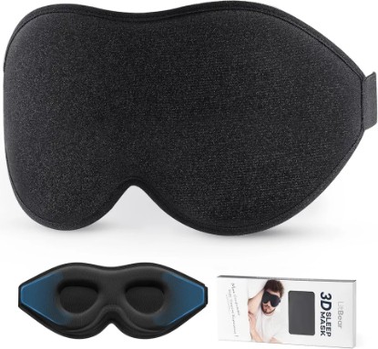 Picture of LitBear Sleep Mask for Side Sleeper Women Men, Eye Mask for Sleeping Light Blocking, 3D Contoured Cup Sleeping Mask, Soft Breathable Sleep Eye Mask with Adjustable Elastic Strap for Flight Nap