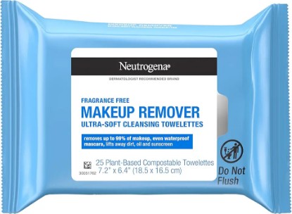 Picture of Neutrogena Fragrance-Free Makeup Remover Wipes, Daily Facial Cleanser Towelettes, Gently Removes Oil & Makeup, Alcohol-Free Makeup Wipes, 25 ct