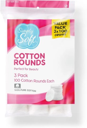 Picture of Medline Simply Soft Cotton Rounds (300 Count), 100% Cotton Absorbent and Textured Cotton Pads, Lint-Free