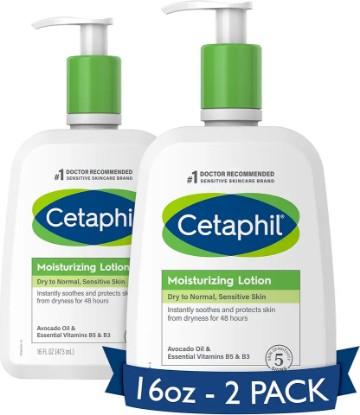 Picture of Cetaphil Face & Body Moisturizer, Hydrating Moisturizing Lotion for All Skin Types, Suitable for Sensitive Skin, NEW 16 oz Pack of 2, Fragrance Free, Hypoallergenic, Non-Comedogenic