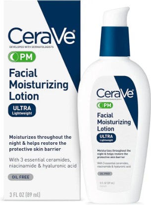 Picture of CeraVe PM Facial Moisturizing Lotion | Night Cream with Hyaluronic Acid and Niacinamide | Ultra-Lightweight, Oil-Free Moisturizer for Face | 3 Ounce