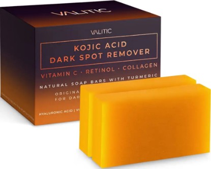 Picture of VALITIC Kojic Acid Dark Spot Remover Soap Bars with Vitamin C, Retinol, Collagen, Turmeric - Original Japanese Complex Infused with Hyaluronic Acid, Vitamin E, Shea Butter, Castile Olive Oil (2 Pack)