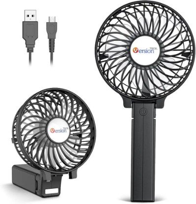 Picture of VersionTECH. Portable Handheld Fan, Travel & Camping Essentials Small Desk Fans, Mini Personal Accessories with USB Rechargeable Battery Operated Cooling Electric for Office Room Household Black