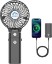 Picture of HandFan 5200mAh Portable Handheld Fan, Personal Hand Held Makeup Fan, Foldable Small Desk Fan, Rechargeable Fan Detachable Handle Design, Cooling Fan for Travel, Outdoors, Indoors-Black&Transparent