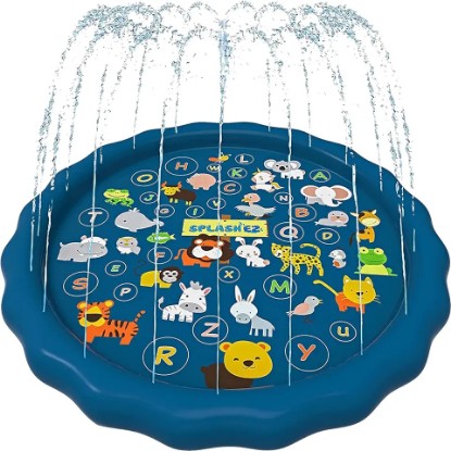 Picture of SplashEZ 3-in-1 Splash Pad, Sprinkler for Kids and Baby Pool for Learning – Toddler Sprinkler Pool, 60’’ Outside Water Toys – “from A to Z” Outdoor Play Mat for Babies & Toddlers