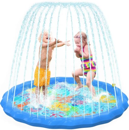 Picture of Splash Pad for Kids and Dogs | Water Sprinkler for Kids, Large Splash Pad | Toddler Splash Pad & Play Mat | Inflatable Summer Toys & Water Pad | Baby Splash Pad | Tropical Design (Large 68")