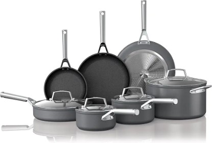 Picture of Ninja Foodi NeverStick Professional 12-Piece Cookware Set, Hard-Anodized, Nonstick, Durable & Oven Safe to 500°F, Slate Grey, C39800