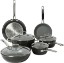 Picture of Sur La Table Kitchen Essentials 10 Piece PFA Free Titanium Ceramic Nonstick Interior Forged Aluminum Cookware Pots and Pans Set - Black - Induction Compatible