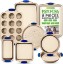 Picture of NutriChef 8-Piece Nonstick Bakeware Set - Heavy Duty Carbon Steel Baking Pans w/ Blue Silicone Handles - Pizza Crisper, Muffin & Loaf Pan, Round & Square Pans, Cookie Sheet - Easy Release & Clean