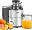 Picture of GDOR 800W Juicer Machine, 3” Wide Feed Chute, Dual-Speed Centrifugal Juicer for Fruits & Vegetables, Anti-Drip Function, BPA-Free, Easy to Clean with Brush, White