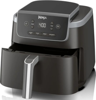 Picture of Ninja Air Fryer Pro 4-in-1 with 5 QT Capacity, Air Fry, Roast, Reheat, Dehydrate, Air Crisp Technology with 400F for hot, 120 Volts, Nonstick Basket & Crisper Plate, Grey, AF141