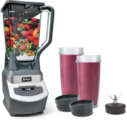 Picture of Ninja BL660 Professional Compact Smoothie & Food Processing Blender, 1100-Watts, 3 Functions -for Frozen Drinks, Smoothies, Sauces, & More, 72-oz.* Pitcher, (2) 16-oz. To-Go Cups & Spout Lids, Gray