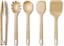 Picture of Caraway Wooden Utensil Set - 5 Piece Cooking Utensil Set - Spoon, Server, Scraper, Spatula, & Tongs - Made From FSC-Certified Birch Wood - No Microplastics