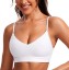 Picture of CRZ YOGA Butterluxe V-Neck Sports Bras for Women - Adjustable Thin Straps Padded Yoga Top Basic Wireless Camisole