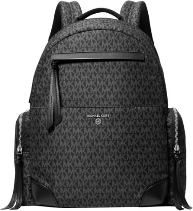 Picture of Michael Kors Prescott Large Backpack, Silver-Tone Hardware/Tonal Signature/Black, One Size