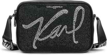 Picture of KARL LAGERFELD Women's Maybelle Studded Logo Crossbody, Black/Silver Multi, One Size