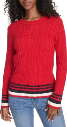 Picture of Tommy Hilfiger Adaptive Tommy Hilfiger Women's Cotton Crewneck Cable Sweater