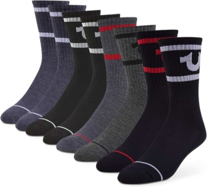 Picture of True Religion Mens 8 Pairs Crew Socks for Men Premium Athletic Men's Socks, Shoe Size 8-12