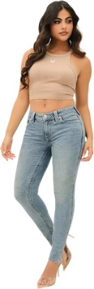 Picture of True Religion Women's Halle Mid Rise Super Skinny Jean | Womens Jeans | Skinny Jeans for Women | Stretch Denim
