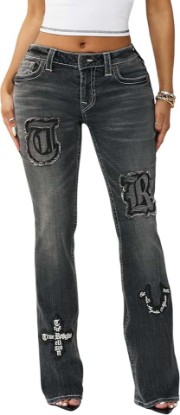 Picture of True Religion Women’s Appliqué Becca Mr Bootcut – Stretch Denim, Flattering Mid Rise, Classic Bootcut Silhouette