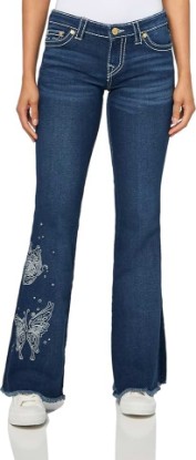 Picture of True Religion Women's Butterfly Cutoff WB Joey LR Flare Jeans - Big T Stitching