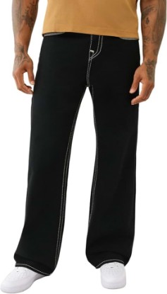 Picture of True Religion Men's Super Flatlock Vinny Flap Jeans – Slim Straight Fit Stretch Denim with Bold Stitch & Flap Pockets