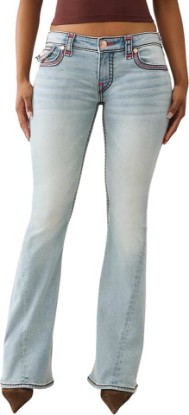 Picture of True Religion Joey Low Rise Super T Flap Flare Womens Jeans | Denim, Stitching & Horseshoe
