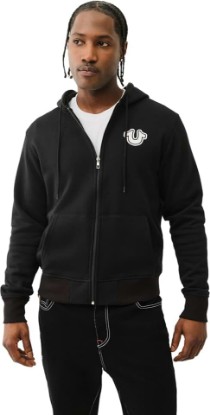 Picture of True Religion Men’s Puff Print Core Zip Up Hoodie for Men – Y2K Graphic Hoodie, Mens Hoodies with Oversized Graphic