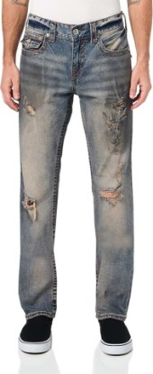 Picture of True Religion Men’s Ricky Big T Flap 34 in Jeans – Premium Denim, Stretch Fabric, Statement Style