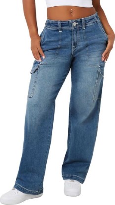 Picture of True Religion Women's SN Cargo Denim Pant: Elevated Style with Functional Utility