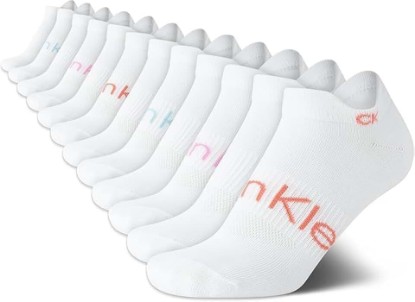 Picture of Calvin Klein Womens No Show Socks - 12 Pack Lightweight Cushioned Athletic Tab Low Cut Running Socks for Women