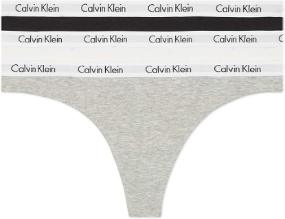 Picture of Calvin Klein womens Carousel Logo Cotton Stretch Thong Panties, Multipack