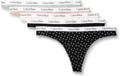 Picture of Calvin Klein Carousel Logo Cotton Stretch Thong Panties, 5 Pack