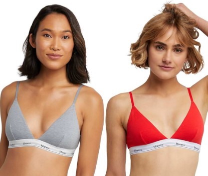 Picture of Hanes Women's Triangle Bralette Pack, 2-Pack, Originals Breathable Stretch Cotton Bras for Women, Wireless Bra OEKO-TEX STANDARD 100