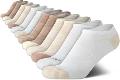 Picture of Calvin Klein Womens No Show Socks - 12 Pack Flat Knit Cushioned Athletic Low Cut Socks for Women for Sports and Running