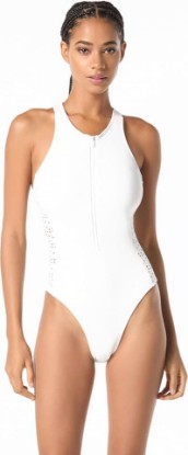 Picture of Michael Kors Women's Laser Cut Scuba Zip Front One Piece