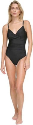Picture of Calvin Klein Women's Twist-Front Tummy-Control One-Piece Swimsuit (Black, 4)