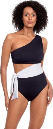 Picture of Lauren Ralph Lauren Bel Air Solids Cutout One Shoulder One-Piece