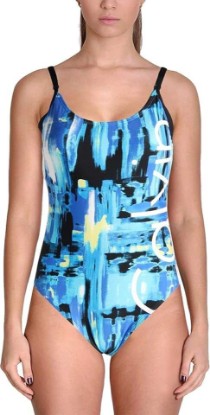 Picture of Calvin Klein Womens Printed Maillot One-Piece Swimsuit (Cyan, 6)