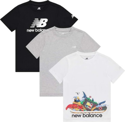 Picture of New Balance Boys T Shirts, 3 Pack - Graphic Tees for Boys, Cotton Blend Crewneck Short Sleeve Kids Tshirts (Size 8-20)