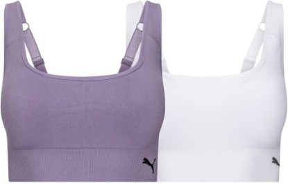 Picture of PUMA Sports Bra for Women Lightweight, Seamless Bras with Stretch Fit, 2-Pack