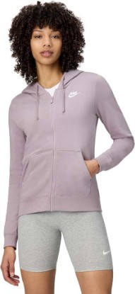 Picture of Nike Women's Sportswear Club Fleece Full-Zip Hoodie, Light Violet Ore/White, XX-Large
