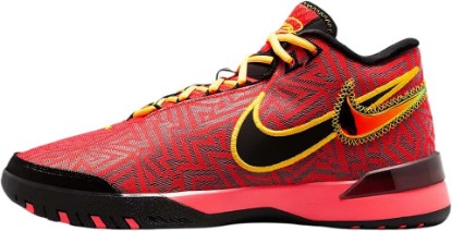Picture of Nike Lebron NXXT Genisus Basketball Shoes (HF0712-600, Bright Crimson/Black/Sundial/Laser Orange) Size 13